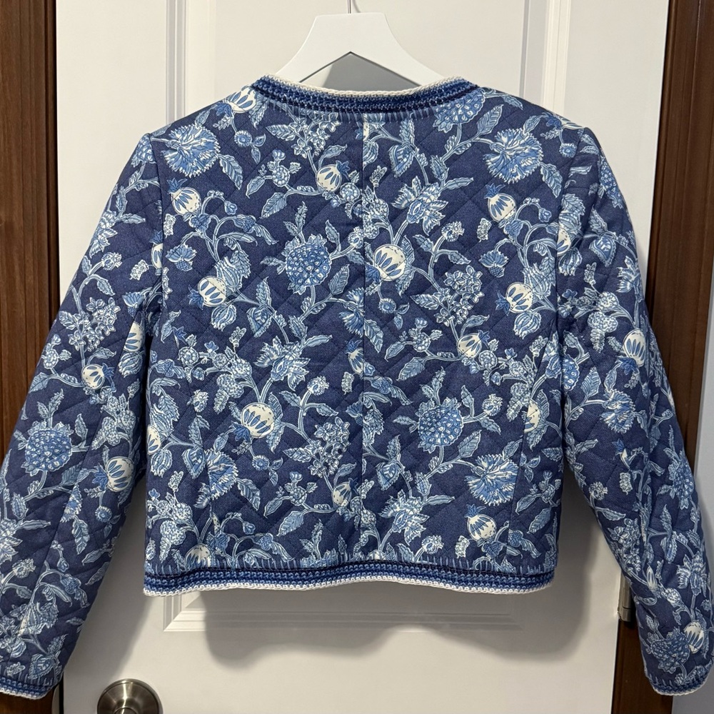 NWT Derek Lam Aster Quilted Jacket Size 12 in Blue Floral Cotton Blend - Picture 2 of 6